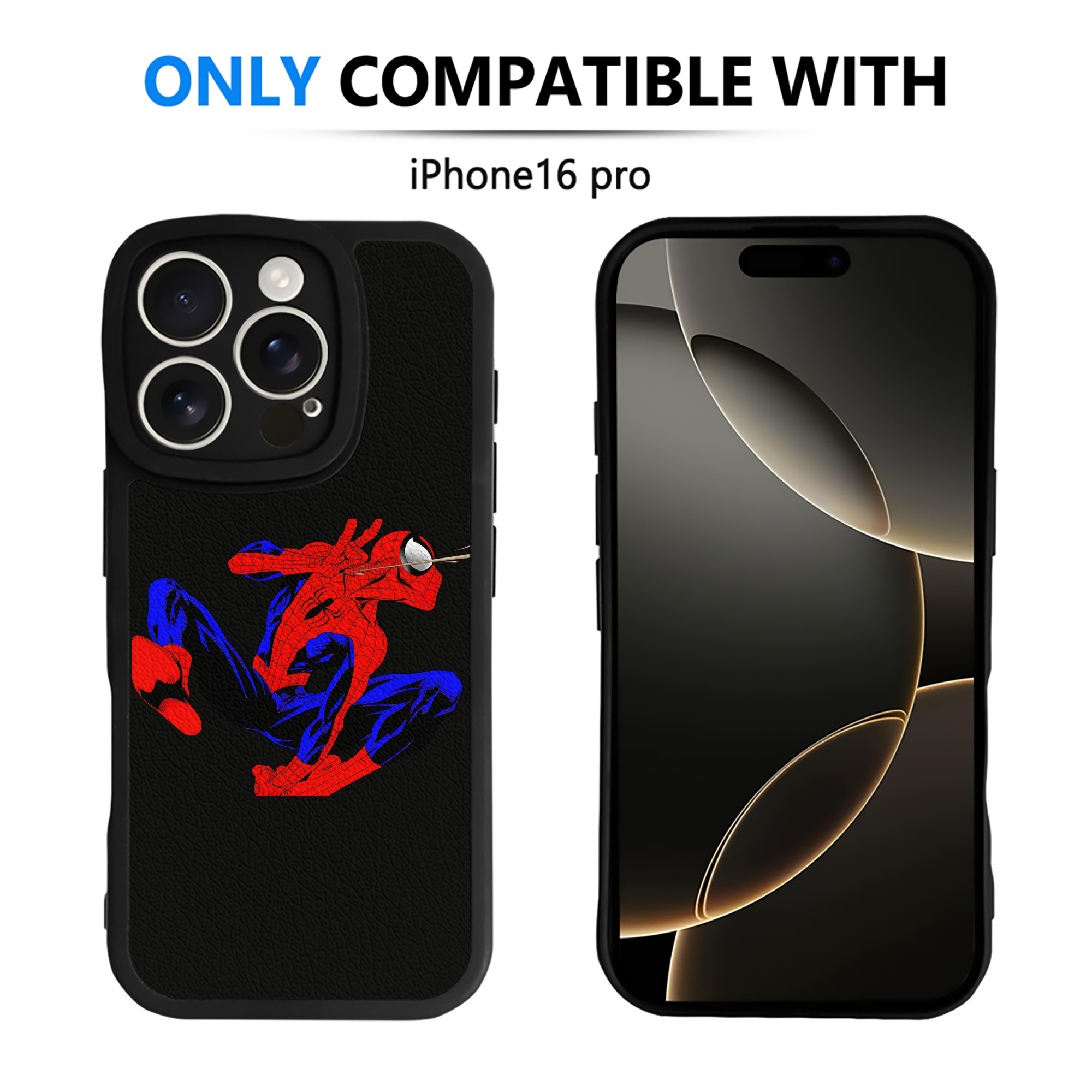 （画像用） Spider Man スパイダーマン 【iPhone 16シリーズ対応】シリコンスマホケース（レザー調） 材質：シリコン